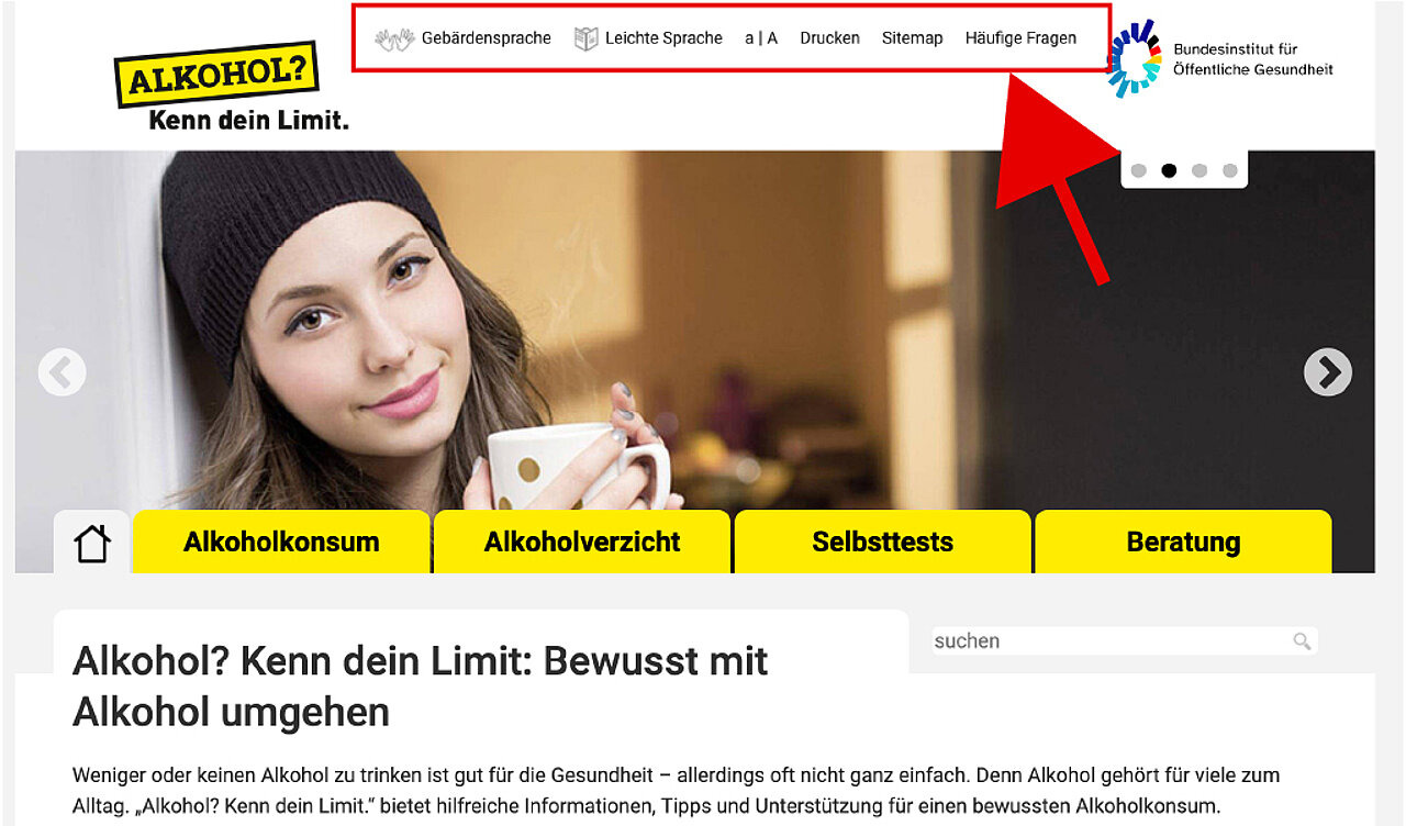 Leichte Sprache: Navigation